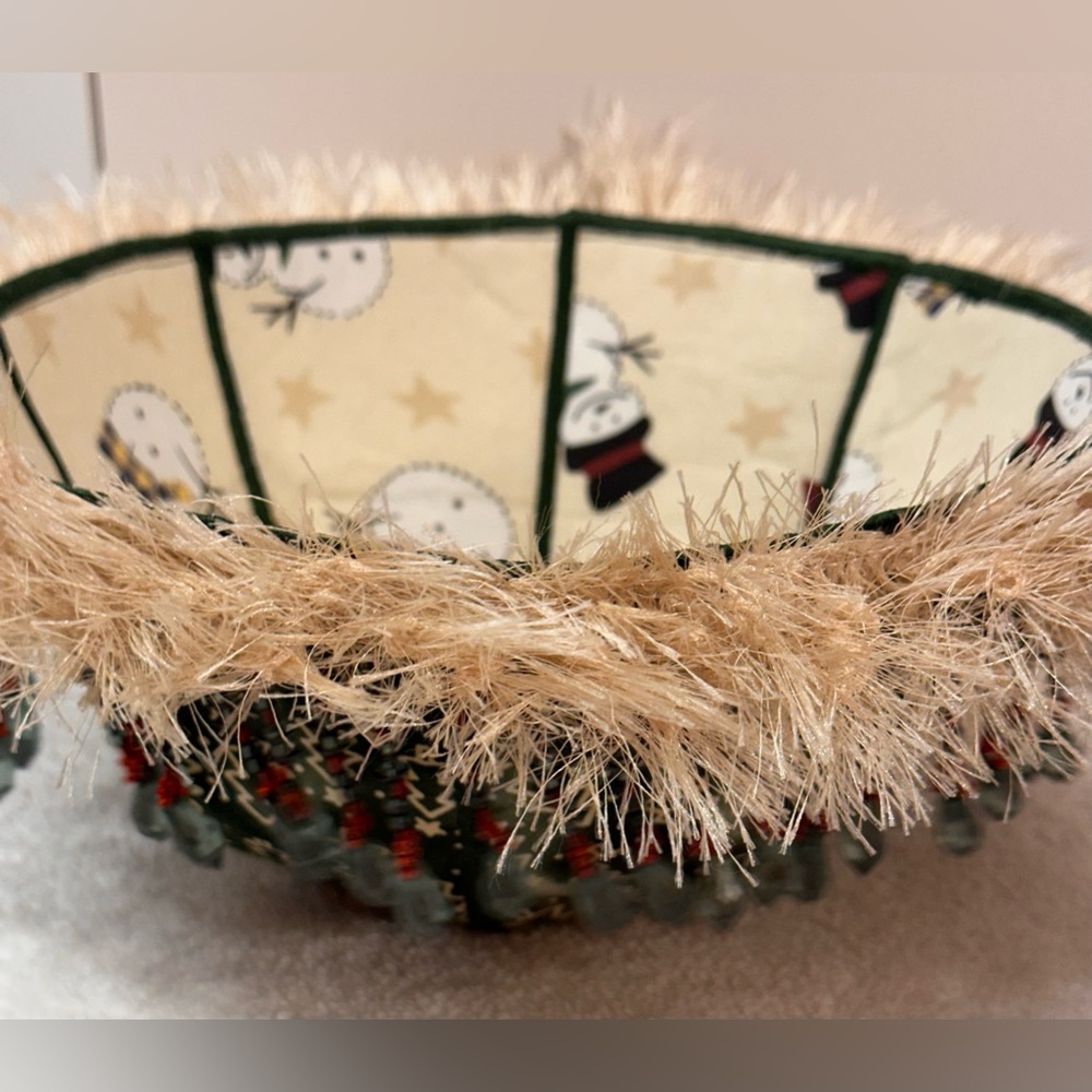 Snowman Fabric Bowl Handmade Holiday Christmas Decor